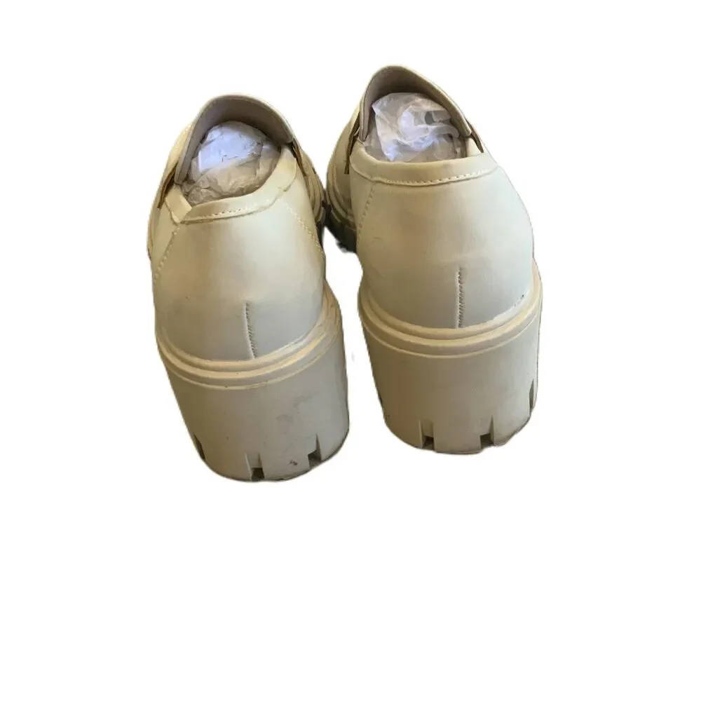 Sincerely‎ Jules Beige Chunky Heel Faux Leather Loafers Womens Shoes Size 8